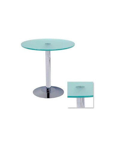 CI | Mesa de centro rocada meeting 3007ap05 estructura cromada tablero cristal templado altura 50 cm diametro 50 cm