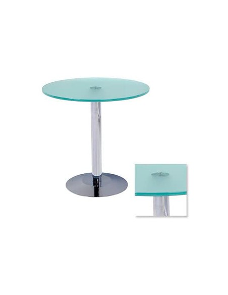 CI | Mesa de centro rocada meeting 3007ap05 estructura cromada tablero cristal templado altura 50 cm diametro 50 cm
