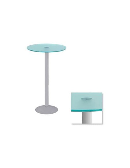 CI | Mesa de centro rocada meeting 3008ap05 estructura cromada tablero cristal templado altura 100 cm diametro 50 cm