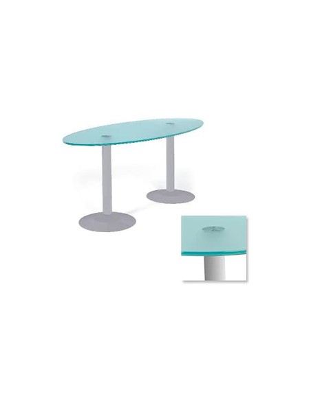 CI | Mesa de centro rocada meeting 3009ap05 estructura cromada tablero cristal templado 110x50 cm