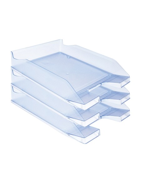 CI | Bandeja sobremesa plastico q-connect azul claro transparente