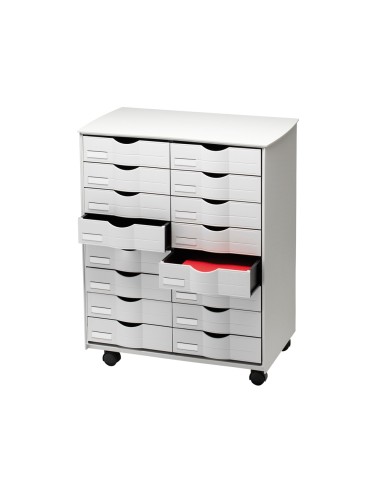 CI | Mueble auxiliar fast-paperflow para oficina negro 16 cajones en 2 columnas gris5x382 71,5x58x34,3 cm