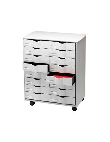 CI | Mueble auxiliar fast-paperflow para oficina negro 16 cajones en 2 columnas gris5x382 71,5x58x34,3 cm