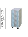 CI | Archivador metalico clen 20 bandejas plastico de 2,5 cm de altura con ruedas color gris claro 680x303x371 mm