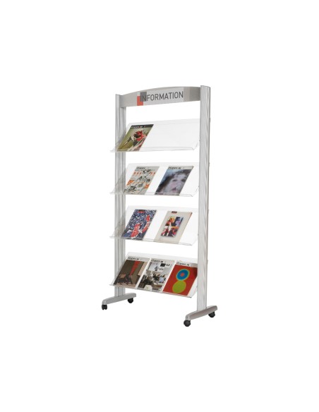 CI | Expositor fast-paperflow de suelo metalico baldas transparentes 4 estantes