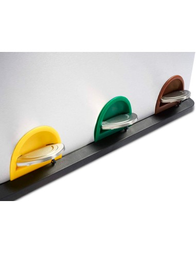 CI | Papelera contenedor q-connect metalica con tapadera de plastico y pedal 3 depositos 45l 605x340x485 mm