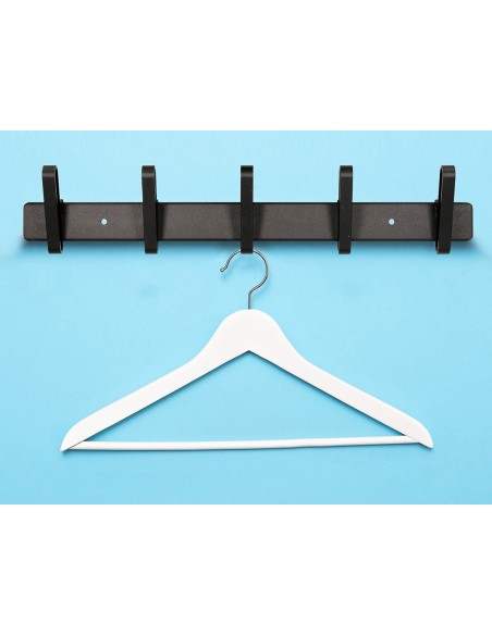 CI | Perchero liderpapel pared metalico 5 colgadores color negro 430x88x55 mm