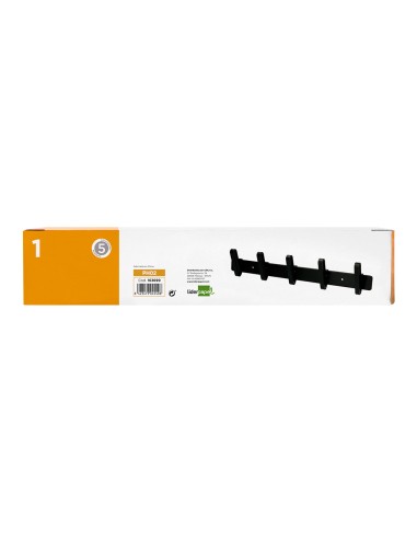 CI | Perchero liderpapel pared metalico 5 colgadores color negro 430x88x55 mm