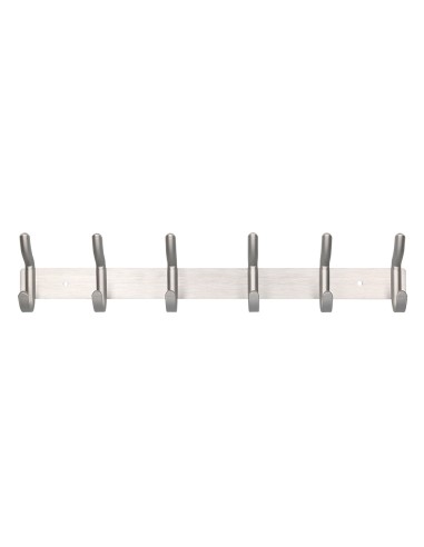CI | Perchero liderpapel pared metalico 6 colgadores color plata mate 430x88x55 mm