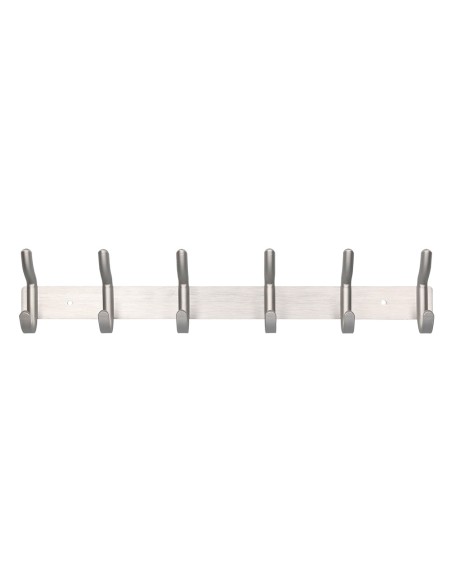 CI | Perchero liderpapel pared metalico 6 colgadores color plata mate 430x88x55 mm