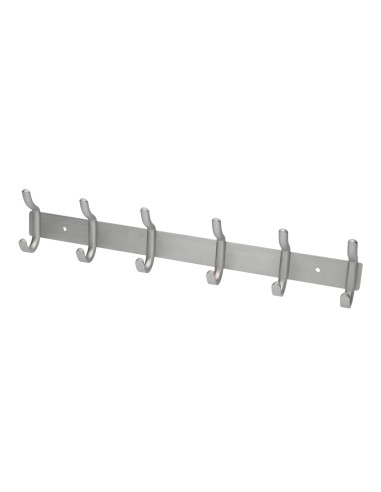 CI | Perchero liderpapel pared metalico 6 colgadores color plata mate 430x88x55 mm
