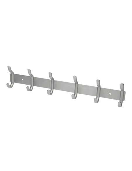 CI | Perchero liderpapel pared metalico 6 colgadores color plata mate 430x88x55 mm