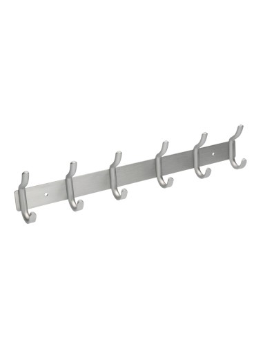 CI | Perchero liderpapel pared metalico 6 colgadores color plata mate 430x88x55 mm