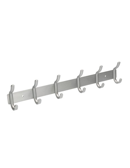 CI | Perchero liderpapel pared metalico 6 colgadores color plata mate 430x88x55 mm