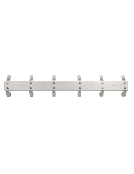 CI | Perchero liderpapel pared metalico 6 colgadores color plata mate 430x88x55 mm