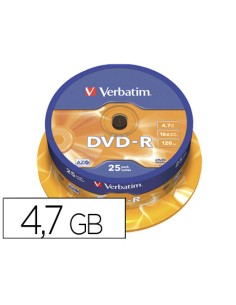 CI | Dvd-r verbatim capacidad 4.7gb velocidad 16x 120 min...