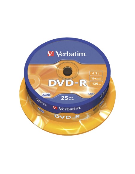 CI | Dvd-r verbatim capacidad 4.7gb velocidad 16x 120 min tarrina de 25 unidades