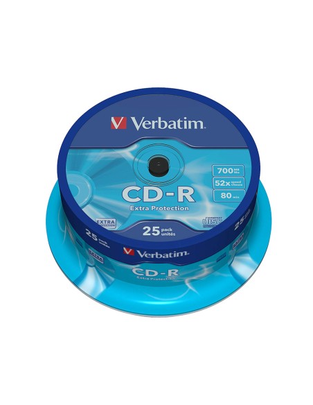 CI | Cd-r verbatim capacidad 700mb velocidad 52x 80 min tarrina de 25 unidades