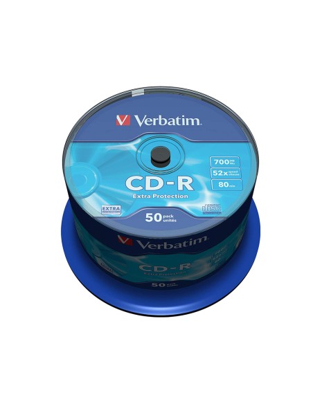 CI | Cd-r verbatim capacidad 700mb velocidad 52x 80 min tarrina de 50 unidades