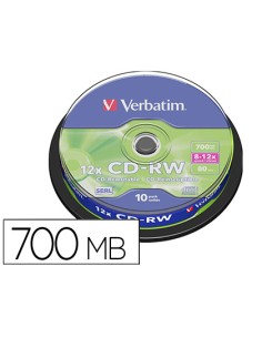 CI | Cd-rw verbatim serl capacidad 700mb velocidad 12x 80...