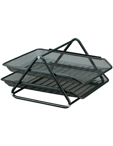 CI | Bandeja sobremesa metalica q-connect rejilla gxa100 negra2 bandejas movibles -300x185x350 mm