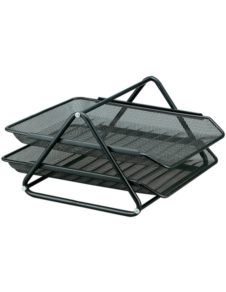 CI | Bandeja sobremesa metalica q-connect rejilla gxa100 negra2 bandejas movibles -300x185x350 mm