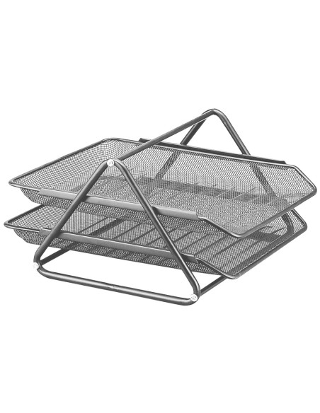 CI | Bandeja sobremesa metalica q-connect rejilla gxa100 plata2 bandejas movibles -300x185x 350 mm