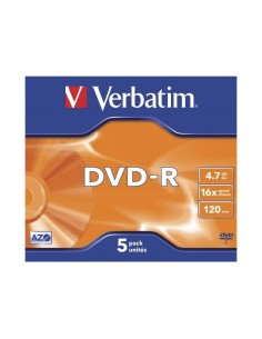 Dvd-r verbatim advanced azo 16x 4.7gb 5 unidades