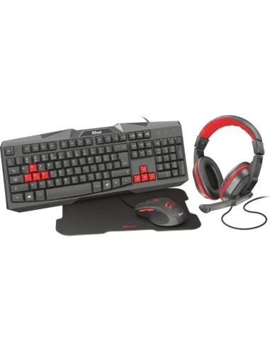 Pack Gaming Trust Gaming Ziva/ Teclado + Auriculares + Ratón Óptico + Alfombrilla