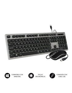 Teclado y Ratón Subblim Combo Wired Ergo Keys Silent Flat...