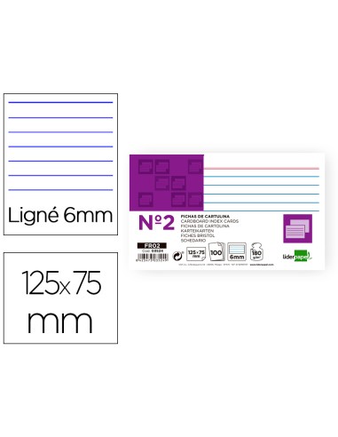 CI | Ficha liderpapel rayada nº2 75 x 125mm paquete de 100 180g