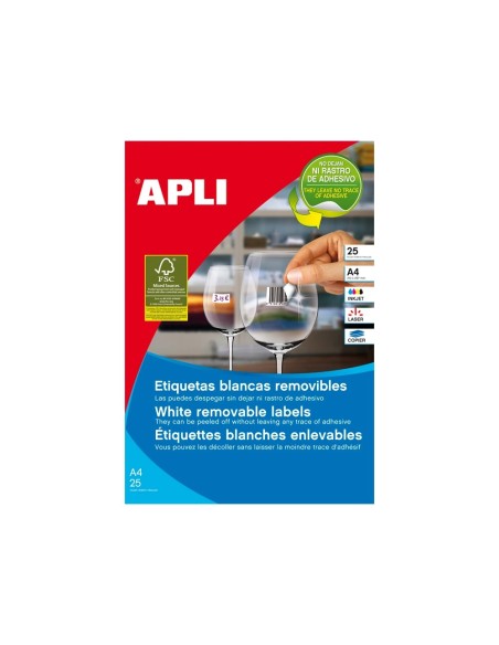 CI | Etiqueta adhesivas apli 10197 tamaño 17,8x10 mm removible para fotocopiadora laser ink-jet caja 25 hojas con