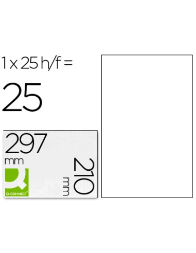 CI | Etiqueta adhesiva q-connect kf00232 -tamaño din a4 -para laser -mate traslucido -caja con 25 hojas din-a4