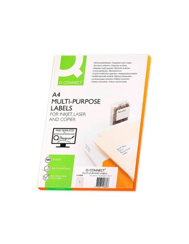CI | Etiqueta adhesiva q-connect kf00228 -tamaño din a4 -para ink-jet -transparente -caja con 25 hojas din-a4