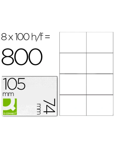 CI | Etiqueta adhesiva q-connect kf10659 tamaño 105x74 mm fotocopiadora laser ink-jet caja con 100 hojas din a4