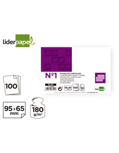 CI | Ficha liderpapel lisa nº1 65x95mm paquete...
