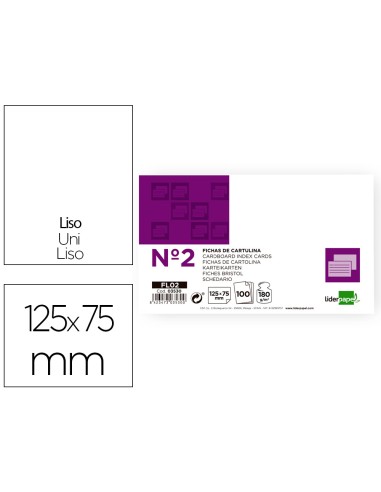 CI | Ficha liderpapel lisa nº2 75 x 125mm paquete de 100 180g