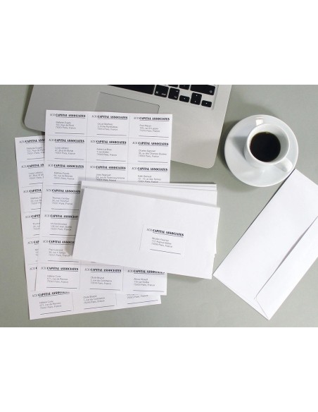 CI | Etiqueta adhesiva q-connect kf10649 -tamaño 70x42,3 mm fotocopiadora laser ink-jet caja con 100 hojas din a4