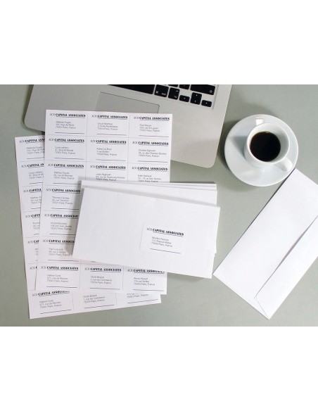 CI | Etiqueta adhesiva q-connect kf01583 tamaño 66x45,6 mm fotocopiadora laser ink-jet caja con 100 hojas din a4