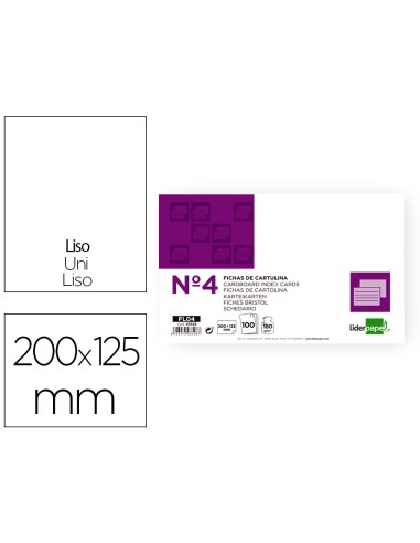 CI | Ficha liderpapel lisa nº4 125x200mm paquete de 100 180g