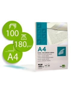 CI | Papel Verjurado Liderpapel A4 180G/M2 Crema Paquete...