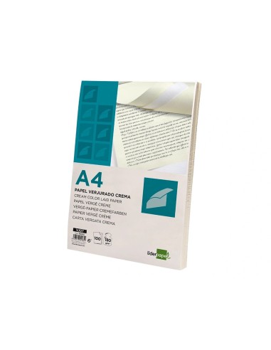 CI | Papel Verjurado Liderpapel A4 180G/M2 Crema Paquete De 100 Hojas