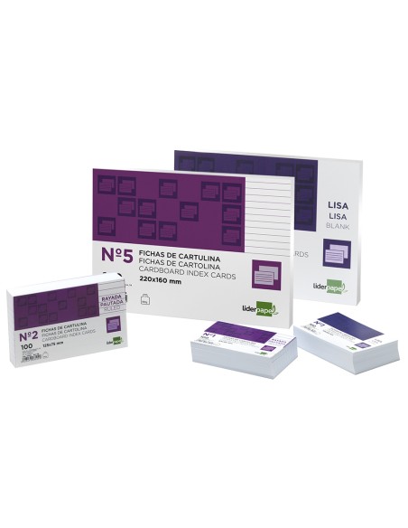 CI | Ficha liderpapel lisa nº5 160x220mm paquete de 100 180g