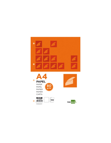 CI | Papel liderpapel a4 80g/m2 paquete de 100 4 taladros blanco