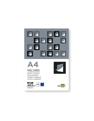 CI | Papel carbon liderpapel film azul tamaño din a4 caja de 100 hojas