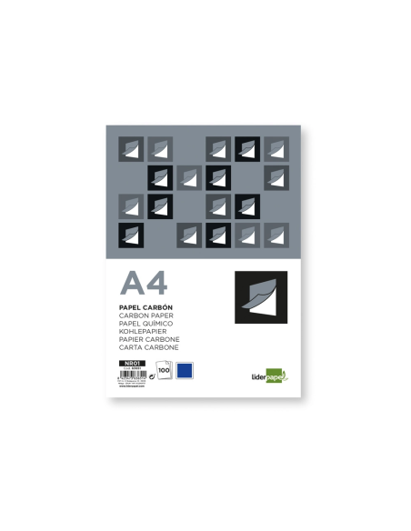 CI | Papel carbon liderpapel film azul tamaño din a4 caja de 100 hojas