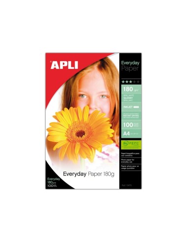 CI | Papel fotografico apli glossy din a4 pack 100 hojas de 180 grs