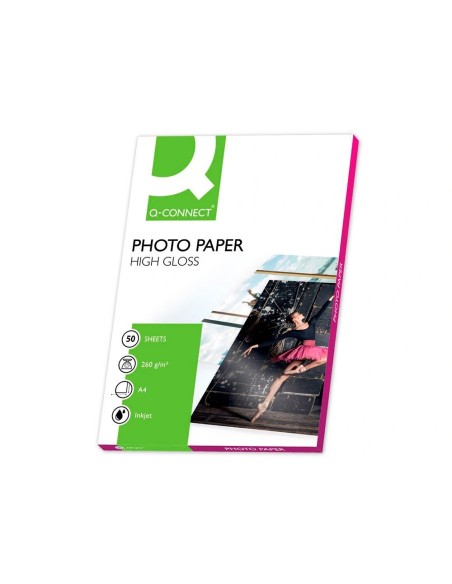 CI | Papel q-connect foto glossy din a4 alta calidad digital photo -para ink-jet bolsa de 50 hojas de 260 gr