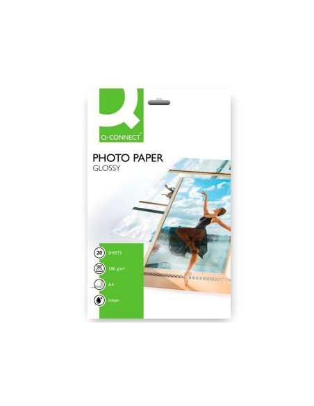 CI | Papel q-connect foto glossy -kf01103 din a4 -digital photo -para ink-jet -bolsa de 20 hojas de 180 gr