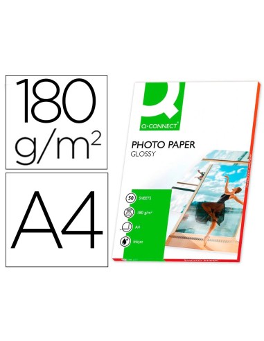 CI | Papel q-connect foto glossy din a4 alta calidad digital photo -para ink-jet bolsa de 50 hojas de 180 gr